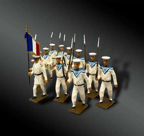 C. B. G. MIGNOT TWELVE SAILORS in WHITE marching - France - Third Republic - Around 1900