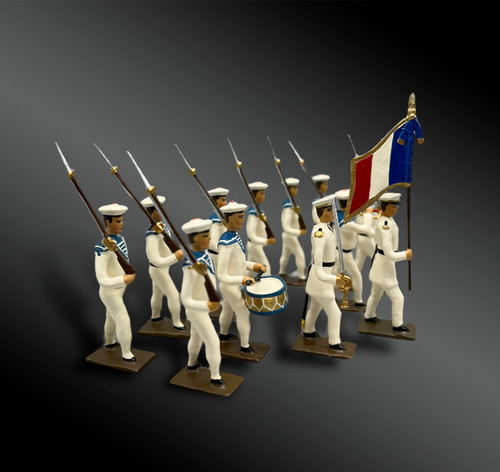 C. B. G. MIGNOT TWELVE SAILORS in WHITE marching - France - Third Republic - Around 1900