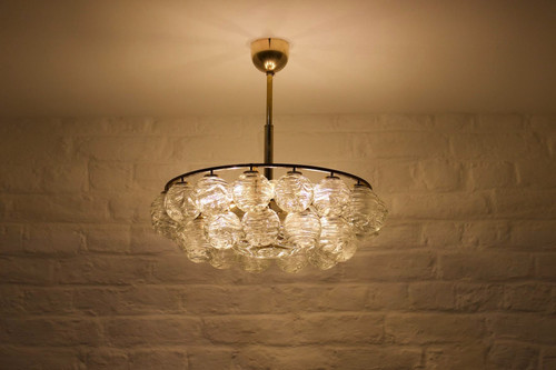 “Snowball” brass and crystal ceiling chandelier