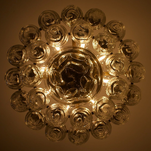 “Snowball” brass and crystal ceiling chandelier