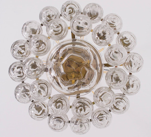 “Snowball” brass and crystal ceiling chandelier