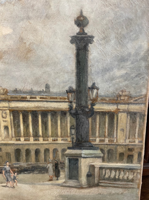 Gemälde „Ansicht von Paris – Place De La Concorde“ um 1940, Öl auf Leinwand