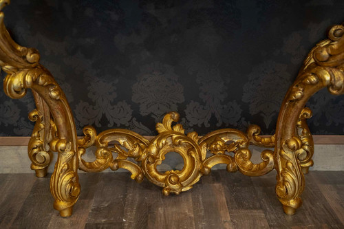 Carved openwork and gilded wood console with Rocaille decoration, Italy, late 18th century