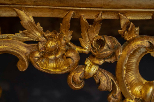 Carved openwork and gilded wood console with Rocaille decoration, Italy, late 18th century