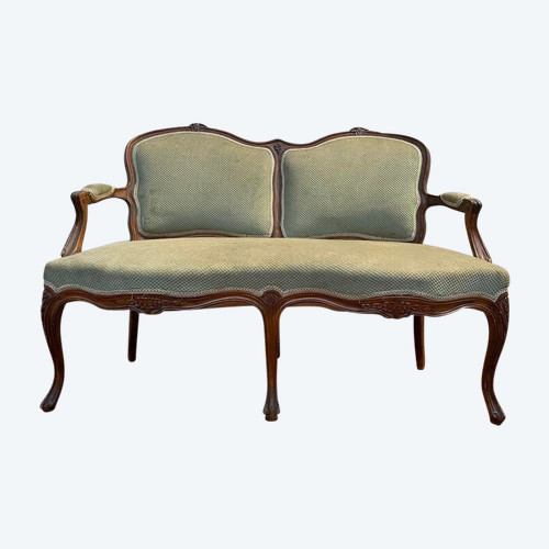 Sofa - Louis XV style bench in green velvet