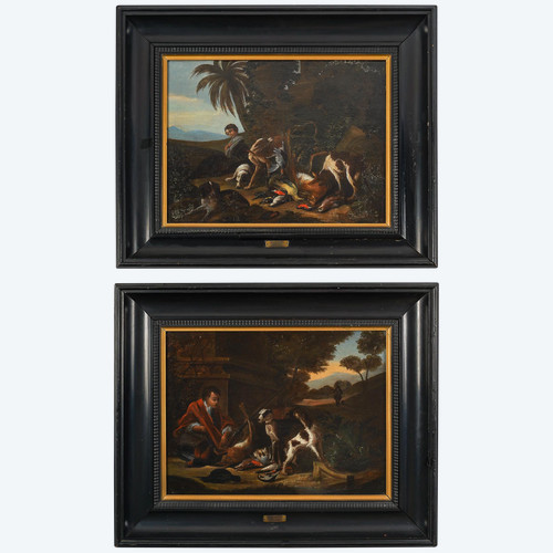 Adriaen de Gryef (1670-1722) - hunting returns pair of oil on canvas circa 1690