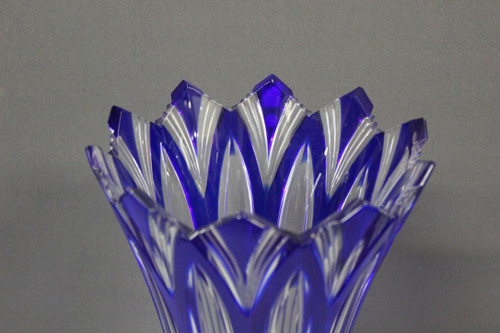 Large Bohemian Crystal Vase, Lotus Model Circa 1950