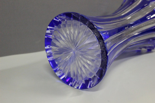 Large Bohemian Crystal Vase, Lotus Model Circa 1950