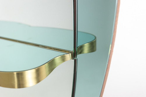 Two-tone glass and gilded brass console mirror. Circa 1950. LS60431154J