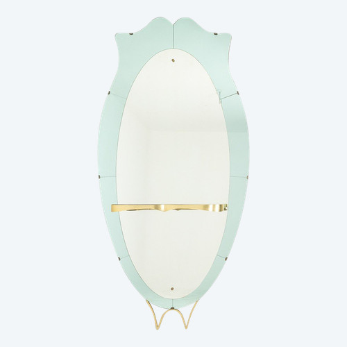 Two-tone glass and gilded brass console mirror. Circa 1950. LS60431154J