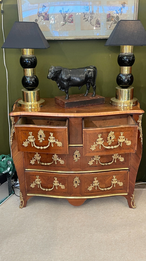 Louis XV Chest-of-Drawers with Pinched Sides, 18th Century