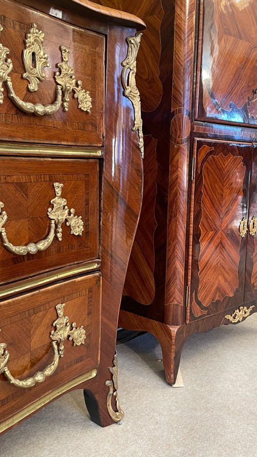 Louis XV Chest-of-Drawers with Pinched Sides, 18th Century