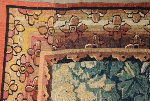 "Aubusson tapestry "Exotic landscape with peacock and pagoda" 18th century."