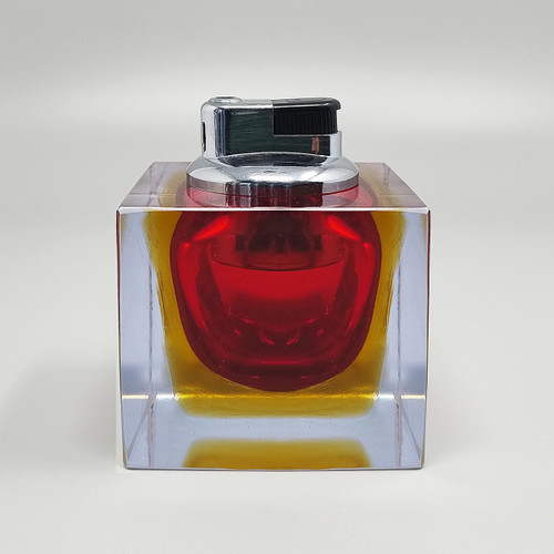 1960s Stunning Red Table Lighter in Murano Sommerso Glass By Flavio Poli for Seguso