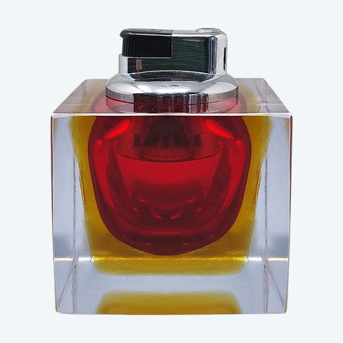 1960s Stunning Red Table Lighter in Murano Sommerso Glass By Flavio Poli for Seguso