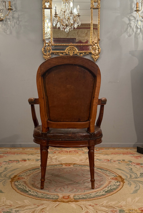 Fauteuil De Bureau En Acajou d'Epoque Louis XVI Vers 1780