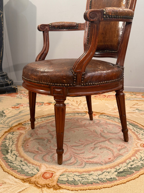 Fauteuil De Bureau En Acajou d'Epoque Louis XVI Vers 1780