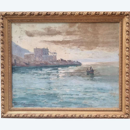 Jules BRUNETAUT - Blick auf die Corniche in Marseille bei untergehender Sonne