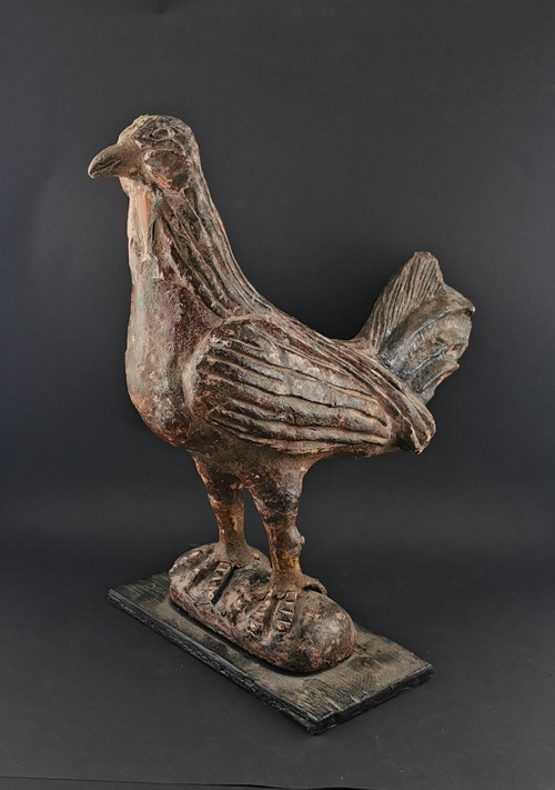 Coq En Bois Polychrome Art Populaire