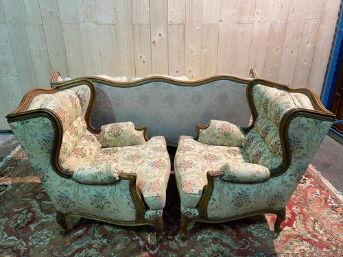 Louis XV style living room sofa and pair of armchairs