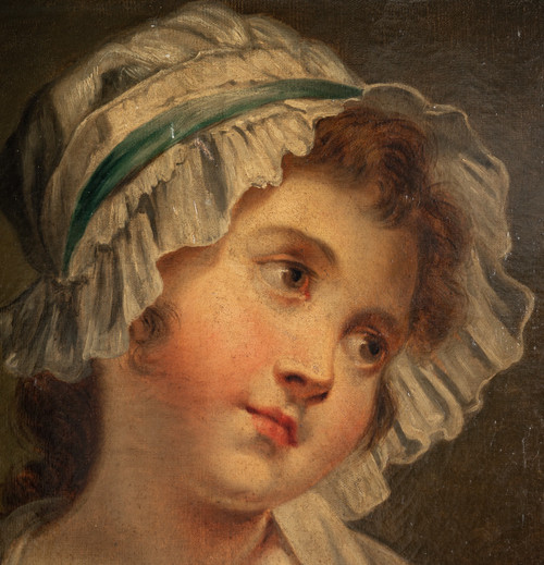 Jean-Baptiste Greuze (dopo) Ragazza con il copricapo olio su tela 1850-1880 circa