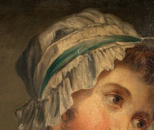 Jean-Baptiste Greuze (dopo) Ragazza con il copricapo olio su tela 1850-1880 circa