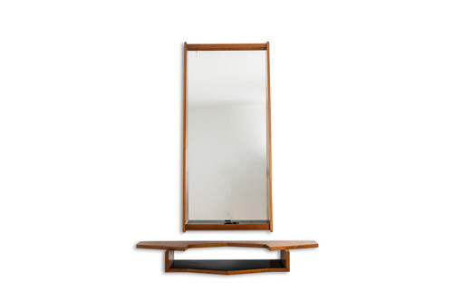 Mirror and its console in mahogany. 1970s. LS6055507