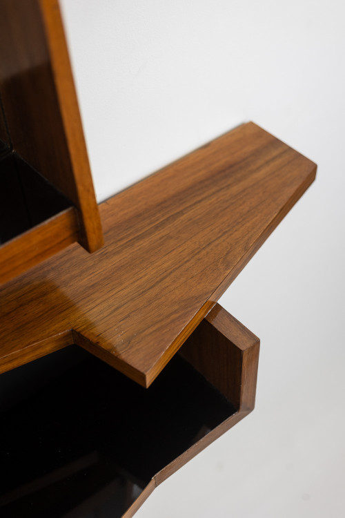 Mirror and its console in mahogany. 1970s. LS6055507