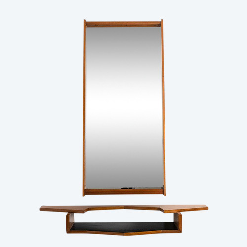 Mirror and its console in mahogany. 1970s. LS6055507