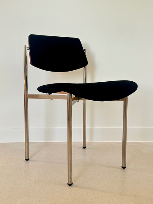 Table et  chaises de salle à manger en bois et métal, Italie années 60