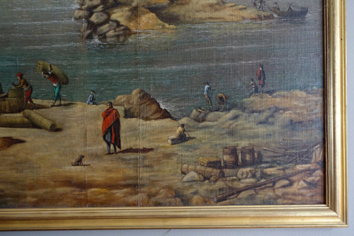 Französische Schule des 18. Jahrhunderts: Marine, großes Öl auf dekorativer Leinwand – 140 cm x 171 cm