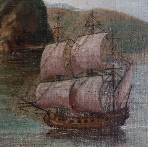 Französische Schule des 18. Jahrhunderts: Marine, großes Öl auf dekorativer Leinwand – 140 cm x 171 cm