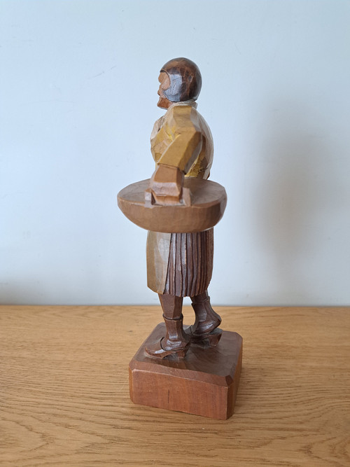 A.Climaur, Basque woman, Polychrome wood, Art Deco, 20th century.