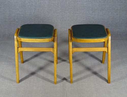 Pair of stackable MID CENTURY stools with compass legs. 1950s design