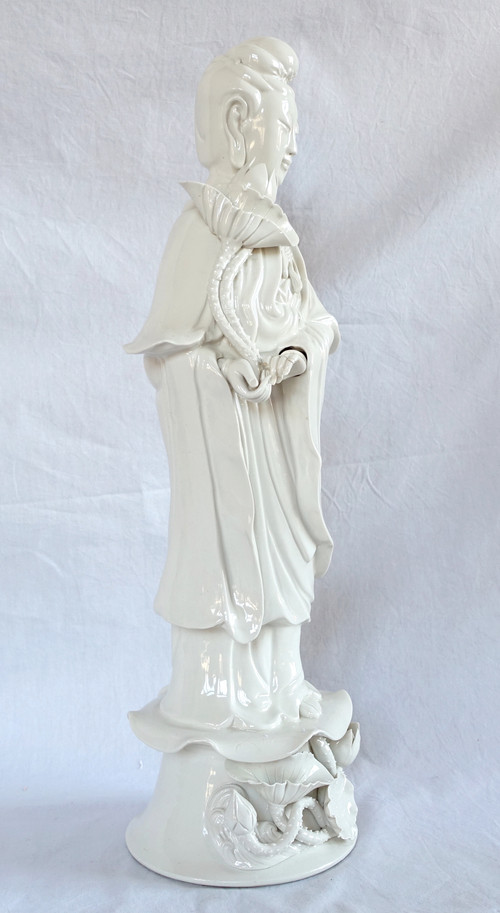 Grande statua della Guanyin in porcellana bianca cinese - 60 cm - Arredamento cineserie / Mobiletto cinese