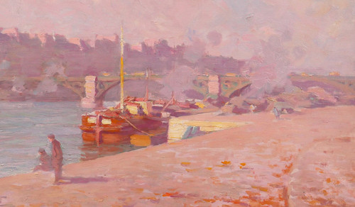 Hyacinthe ROYET 1862-1926 Paris, Pont des Saints-Pères, Landschaftsmalerei, um 1900