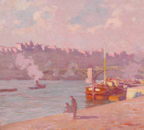 Hyacinthe ROYET 1862-1926 Paris, Pont des Saints-Pères, Landschaftsmalerei, um 1900