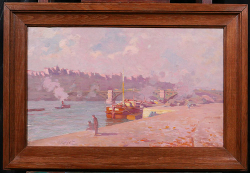 Hyacinthe ROYET 1862-1926 Paris, Pont des Saints-Pères, Landschaftsmalerei, um 1900