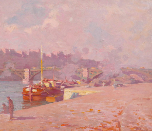 Hyacinthe ROYET 1862-1926 Paris, Pont des Saints-Pères, Landschaftsmalerei, um 1900