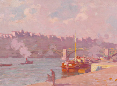 Hyacinthe ROYET 1862-1926 Paris, Pont des Saints-Pères, Landschaftsmalerei, um 1900