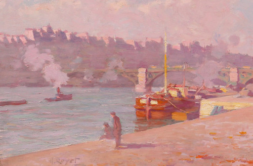 Hyacinthe ROYET 1862-1926 Paris, Pont des Saints-Pères, Landschaftsmalerei, um 1900