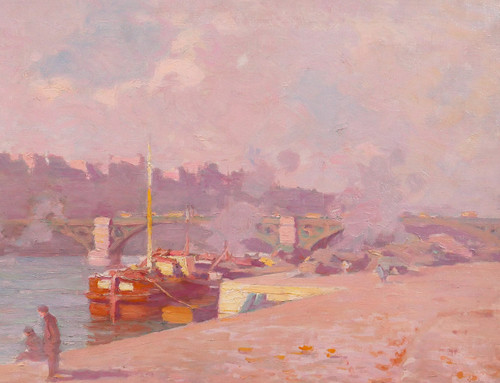 Hyacinthe ROYET 1862-1926 Paris, Pont des Saints-Pères, Landschaftsmalerei, um 1900