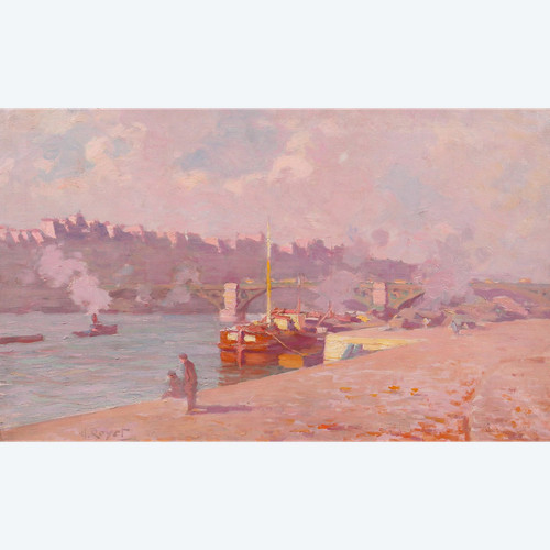 Hyacinthe ROYET 1862-1926 Paris, Pont des Saints-Pères, Landschaftsmalerei, um 1900