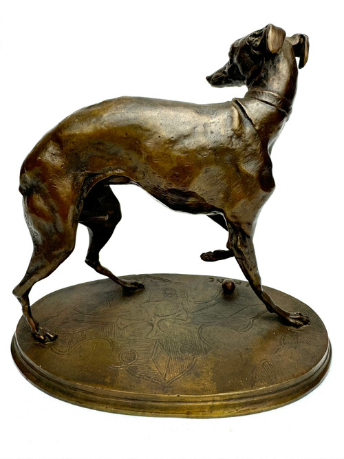 PJ Mène (dopo) Figura in bronzo di un levriero