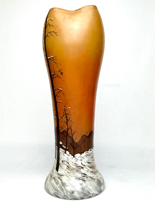 Legras vase snowy landscape decor