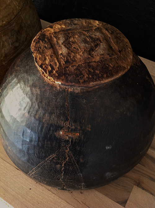 Set of two large wooden dishes or gourds, Niger.