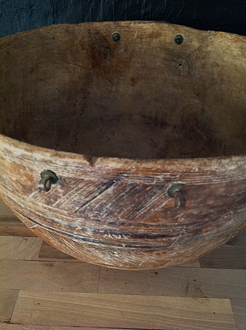 Set of two large wooden dishes or gourds, Niger.