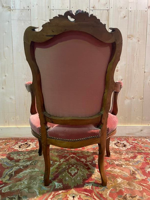 Wandelbarer Sessel im Louis XV-Stil aus rosa Samt