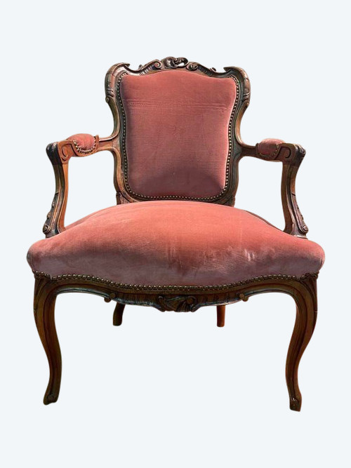 Wandelbarer Sessel im Louis XV-Stil aus rosa Samt