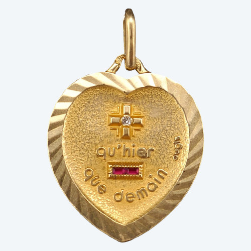 Augis Diamant- und Rubin-Liebesmedaille, 18 Karat Gold.